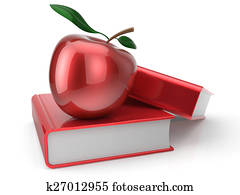 Books with apple red textbook school education studying icon Books with apple red textbook school education studying icon