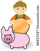Boy with piggy bank Boy with piggy bank