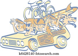 Cartoon Family On Vacation Clip Art