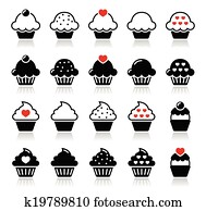 cupcake, mit, heart,, kirschen, und, rundholz cupcake, mit, heart,, kirschen, und, rundholz
