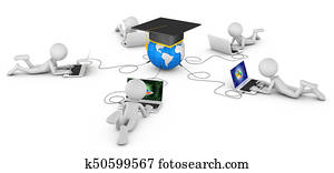 man with laptops and globe man with laptops and globe