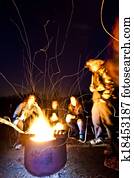 omkring, den, campfire