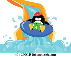 Penguin on water slide Penguin on water slide