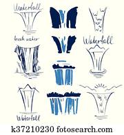 Set of vector logo with line sketch elements for fresh water com Set of vector logo with line sketch elements for fresh water com