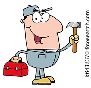 bauhofarbeiter, mit, hammer bauhofarbeiter, mit, hammer