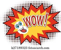 Cartoon illustration of wow Clipart | k19556525 | Fotosearch