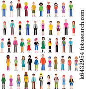 colección, de, diferente, vector, gente