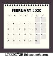 February 2020 calendar with wire bind February 2020 calendar with wire bind