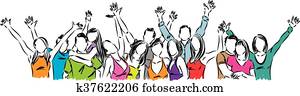 GROUP OF HAPPY PEOPLE ILLUSTRATION