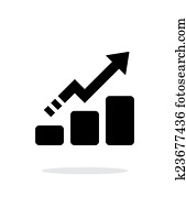 Line chart up icon on white background.
