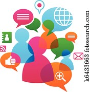 Social network backgound with media icons