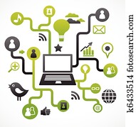 Social network background with media icons Social network background with media icons