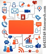 soziales, vernetzung, hintergrund, mit, medien, heiligenbilder