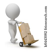 3d small people - hand truck