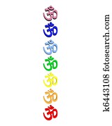Colored om / aum in chakra column