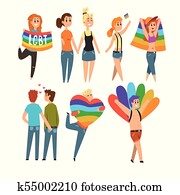 Lgbt people community celebrating gay pride, love parade cartoon vector Illustrations isolated on a white background Lgbt people community celebrating gay pride, love parade cartoon vector Illustrations isolated on a white background