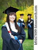 one cheerful graduate woman