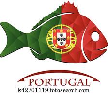 peixe, logotipo, feito, de, a, bandeira, de, portugal. peixe, logotipo, feito, de, a, bandeira, de, portugal.