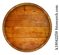 Round wooden barrel. 