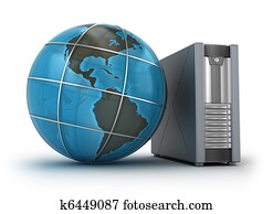Server and globe, 3D concept Server and globe, 3D concept