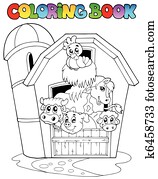ausmalbilder, mit, scheune, und, tiere ausmalbilder, mit, scheune, und, tiere