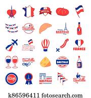 bundle of bastille day icons bundle of bastille day icons