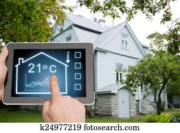 close up of man hands touching tablet pc screen