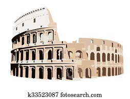 Clipart of illustration, lineart, coliseum, colosseum, rome, italy ...