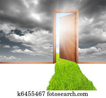 Door and green Door and green