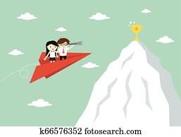 flying to the mountain for get the golden trophy.