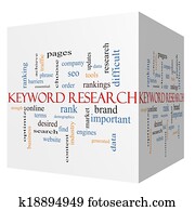 Keyword Research 3D cube Word Cloud Concept