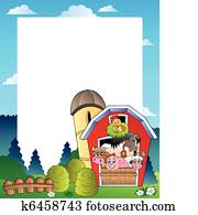 land, rahmen, mit, rote scheune, 3 land, rahmen, mit, rote scheune, 3