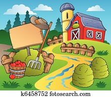 land, szene, mit, rote scheune, 5 land, szene, mit, rote scheune, 5