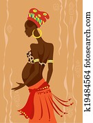 Young beautiful pregnant african woman