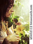 Young stunning beauty with flower Young stunning beauty with flower