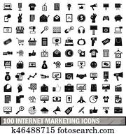 100 internet marketing icons set, simple style 100 internet marketing icons set, simple style