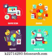 Graphic design icons flat Graphic design icons flat