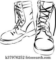 Military leather worn boots vector illustration Military leather worn boots vector illustration