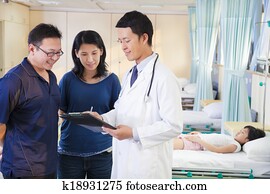 pediatra, explicar, criança, condição, para, dela, pais