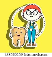 tooth sick child isolated icon design