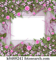 Writing abstract background with frame and floral beautiful bouquet Writing abstract background with frame and floral beautiful bouquet