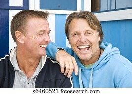 שני, שמח, גברים הומוסקסואליים, cuddling.