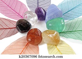 Close up of chakra gemstones Close up of chakra gemstones