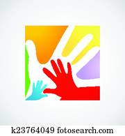 crianças, e, adultos, mãos