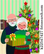 Elderly couple celebrating Christma Elderly couple celebrating Christma