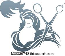 friseur, mann frau, schere, begriff friseur, mann frau, schere, begriff