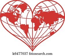 heart earth globe, vector heart earth globe, vector