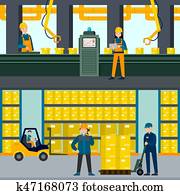 lejlighed, industriel, horisontale bannere