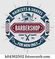 المحل للحلاقة شارة ب قطب الحلاق إلى داخل خمر لقب Clipart K66940460 Fotosearch