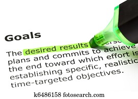 'Desired results', under 'Goals' 'Desired results', under 'Goals'